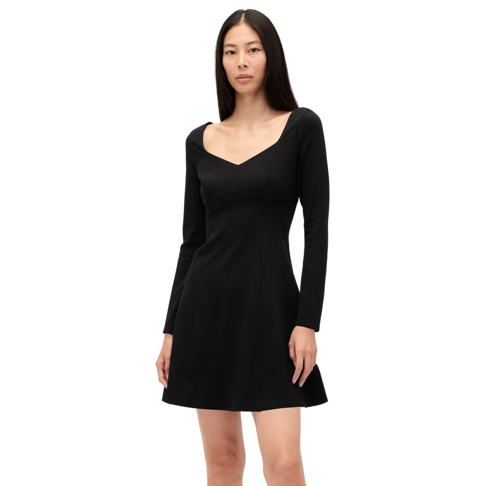 Gap Dress Womens Medium Black Double Ponte Knit Sweetheart Corset Mini LBD NEW